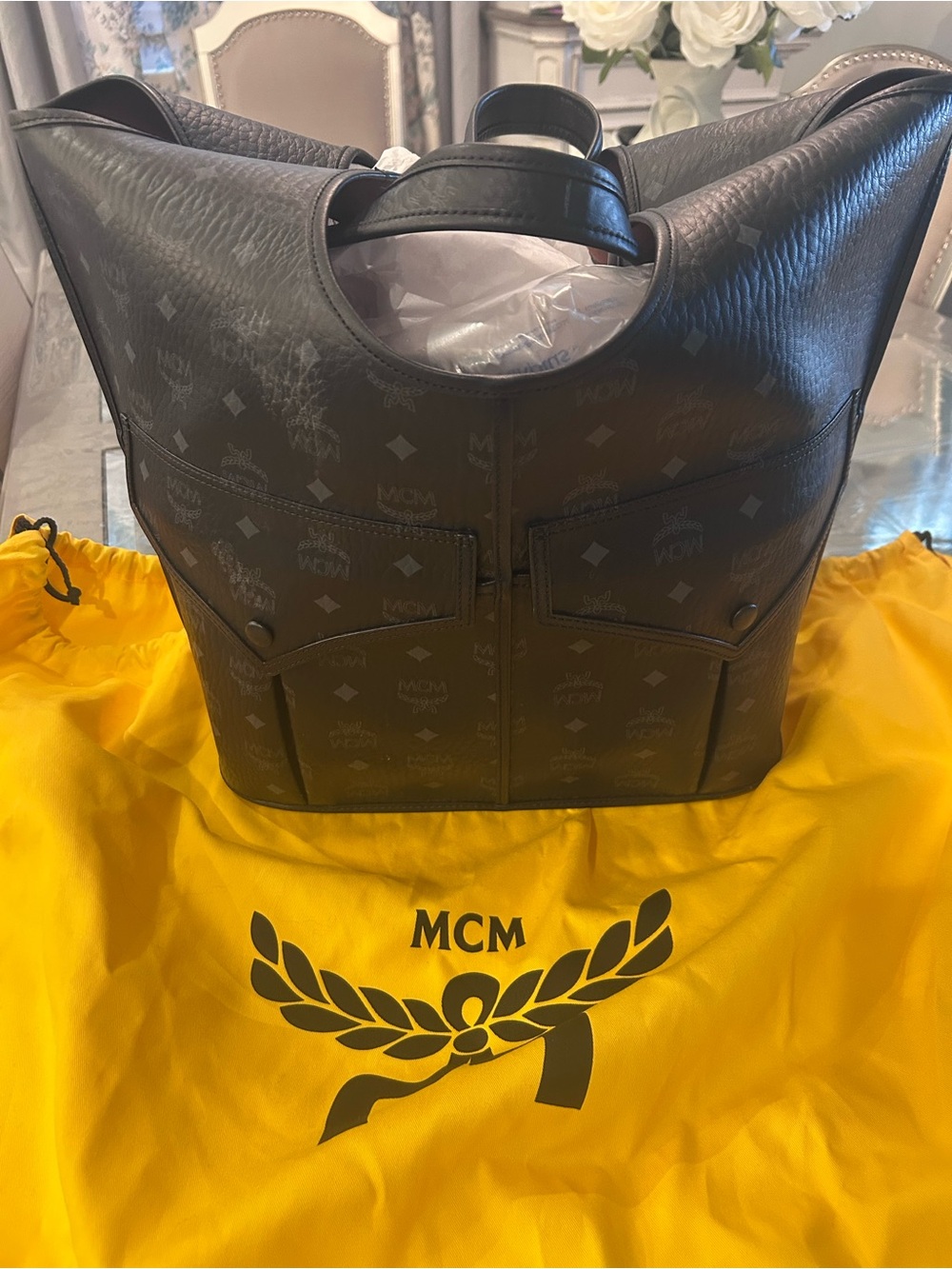SOLD-MCM Leni Shopper in Visetos Monogram Tote - Picture 7 of 8
